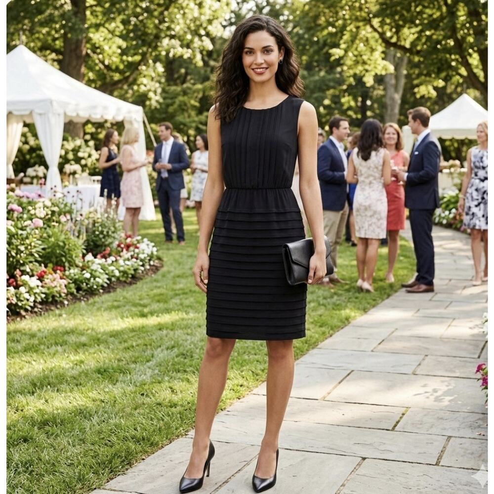 Calvin Klein Little Black Dress Size 10 Sheath Sleeveless Career Cocktail